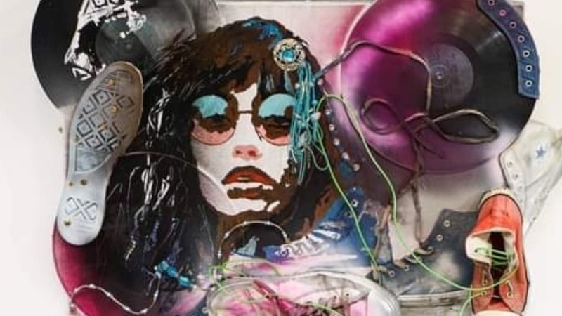 Peinture authentique Art Rock 33 tours